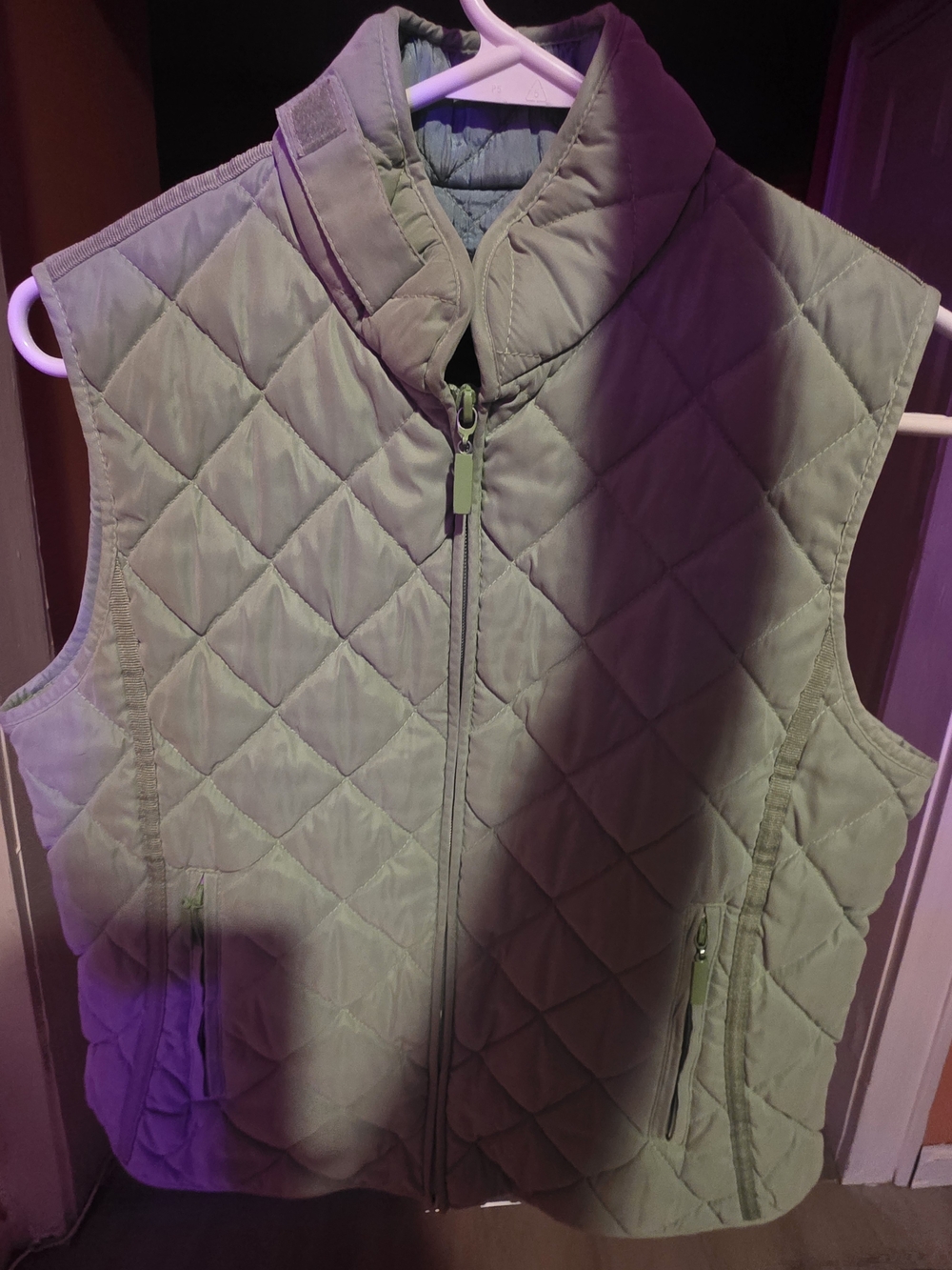 Van Heusen Quilted Sage Green Womens Vest - Sleeveless Zip Front